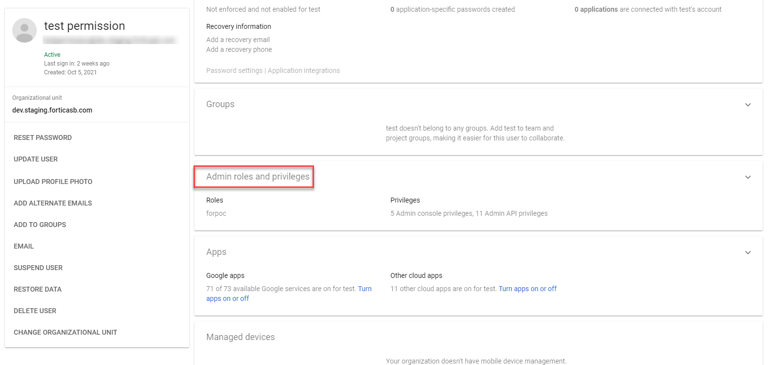Configure Google Workspace Account FortiCWP 22.2.a